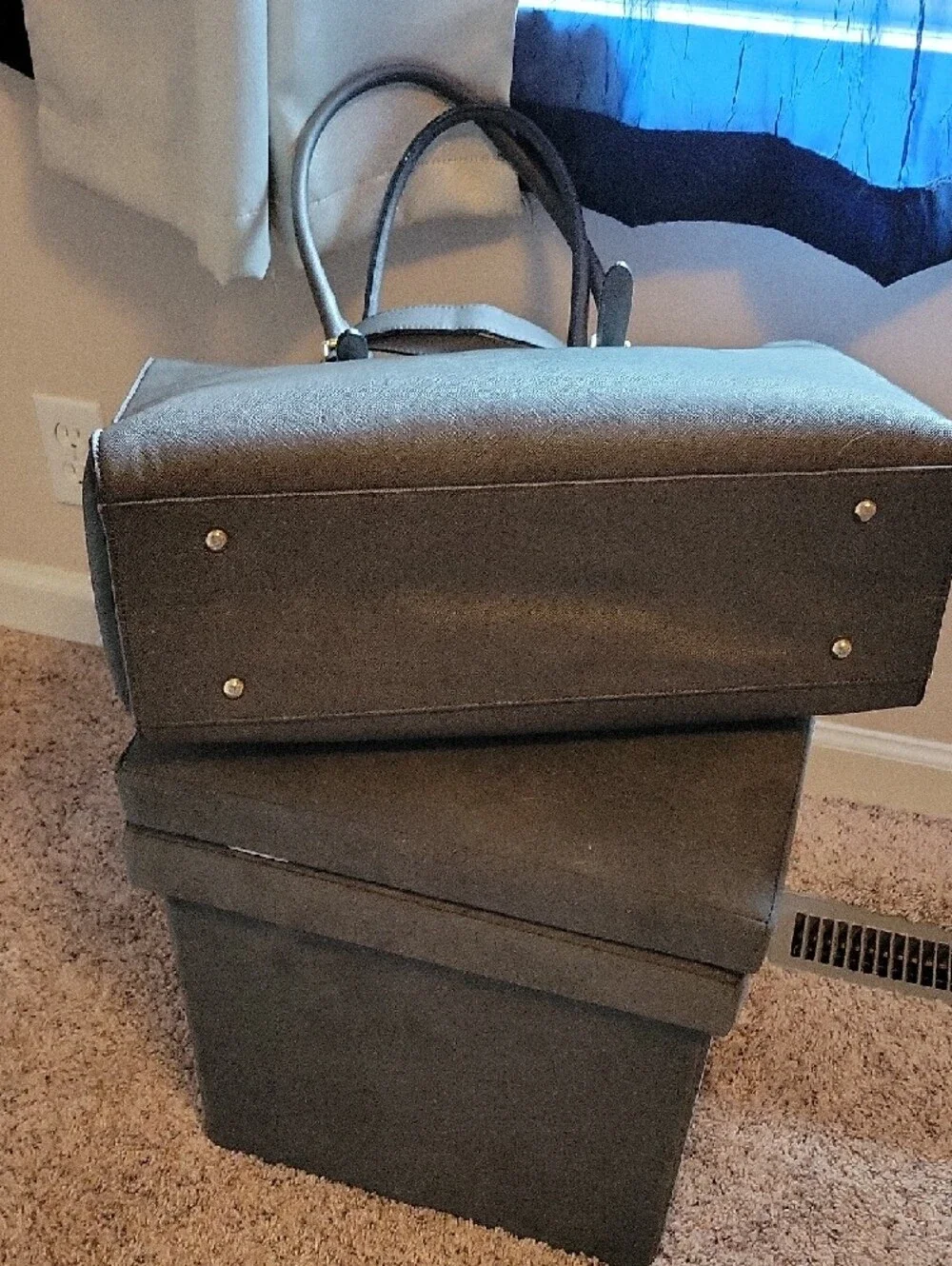 Structured Tote/Laptop Bag with Gold Hardware